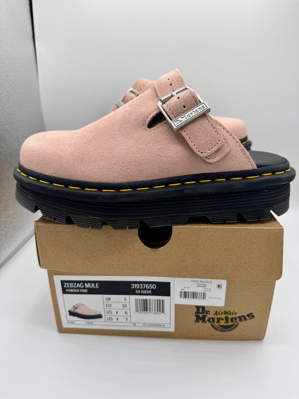 Dr Martin Zebzag Mule Unisex , Powder Pink