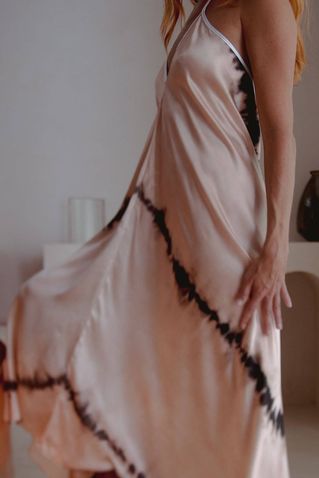 Altair Silk Halter Dress in Shibori