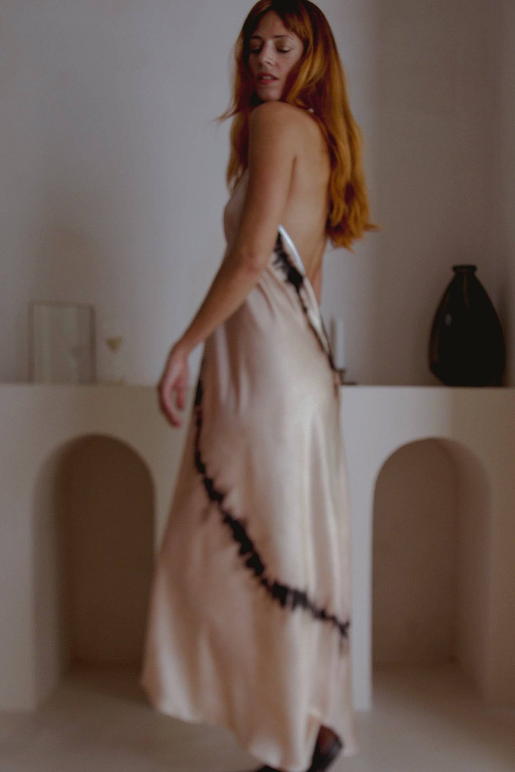 Altair Silk Halter Dress in Shibori