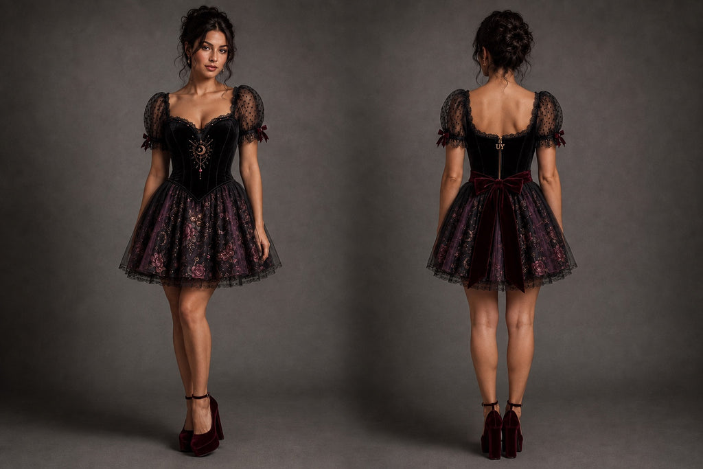 Hecate Goddess In You Crossroads Cross Over Dress with Convertible Skirt or just keep as a mini Cocktail Dress