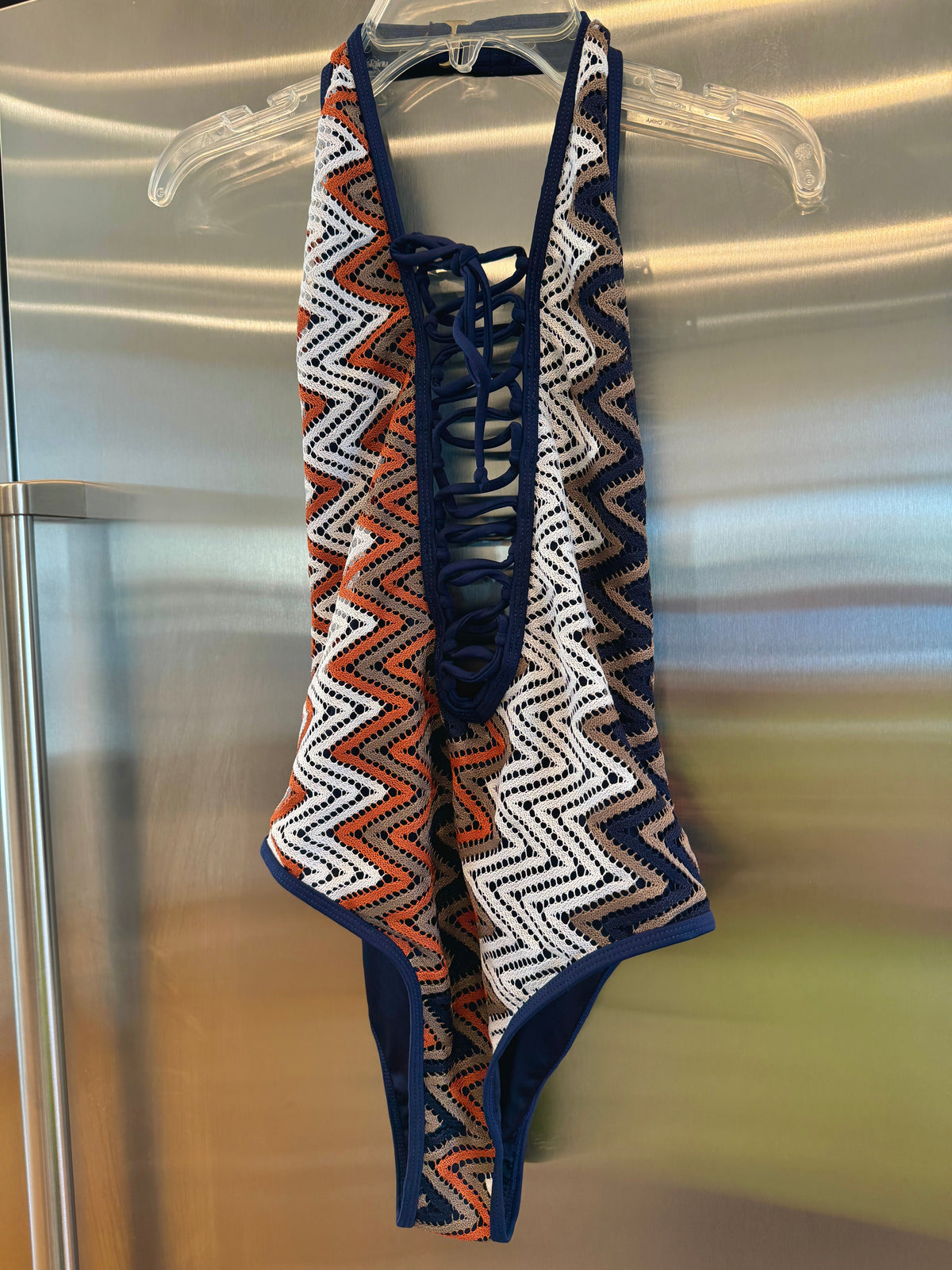 Nasty Gal Chevron Knit One Piece Swimsuit , Plunge Neckline