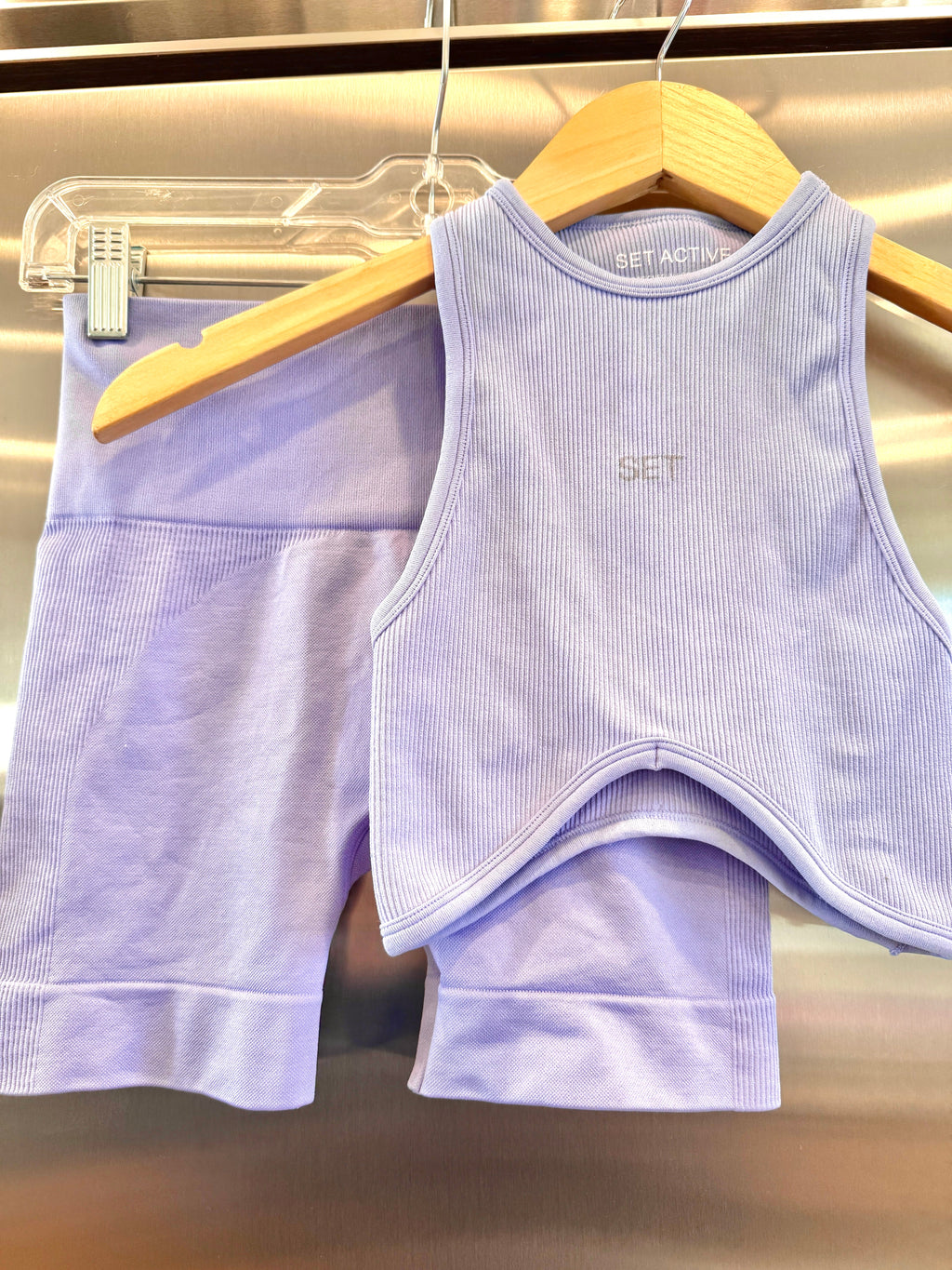 SET Active Matching Set in Lilac Purple - Sculptflex Power Angle Bra and Power Shorts in Lily