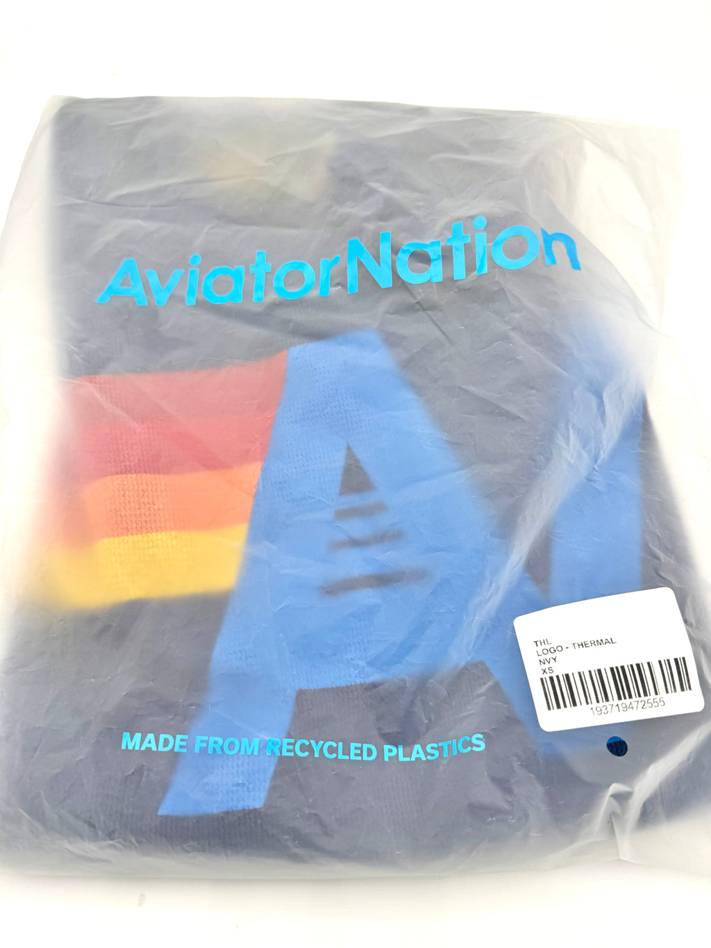 Aviator Nation Thermal Shirt with Logo Navy Blue Unisex Waffle Long Sleeve