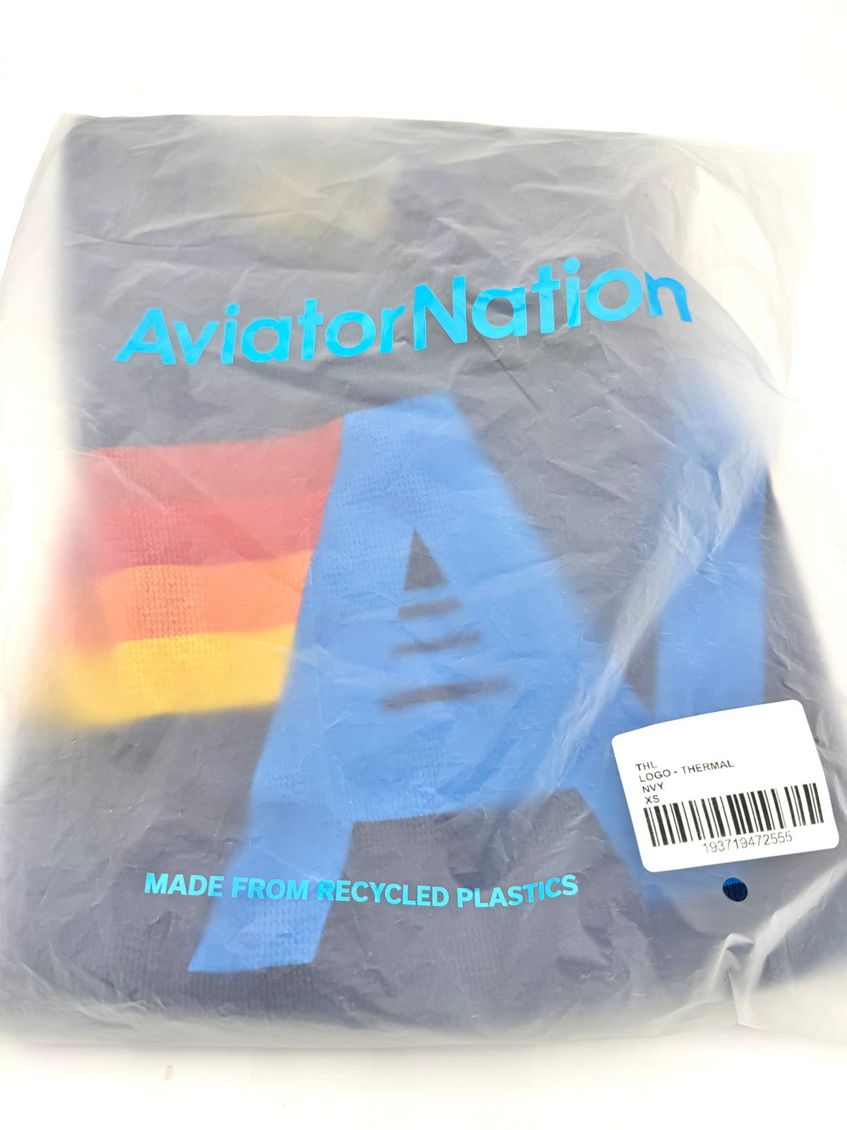 Aviator Nation Thermal Shirt with Logo Navy Blue Unisex Waffle Long Sleeve
