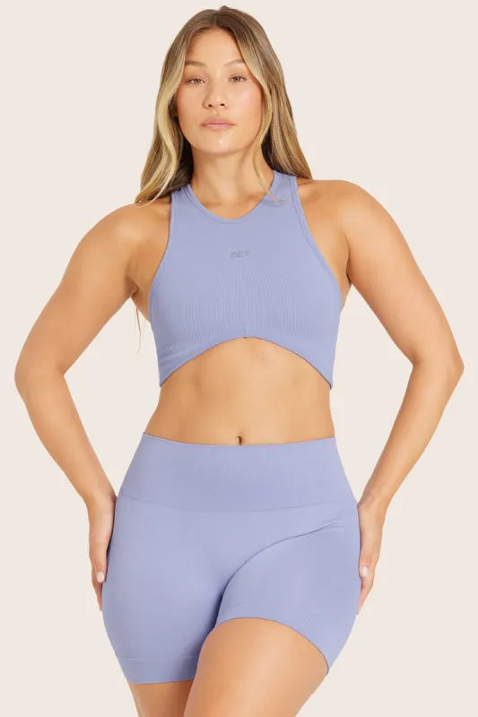 SET Active Matching Set in Lilac Purple - Sculptflex Power Angle Bra and Power Shorts in Lily