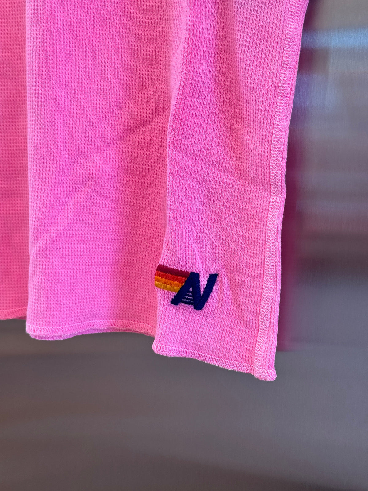 Aviator Nation Thermal Shirt with Classic AV Logo Neon Pink Unisex