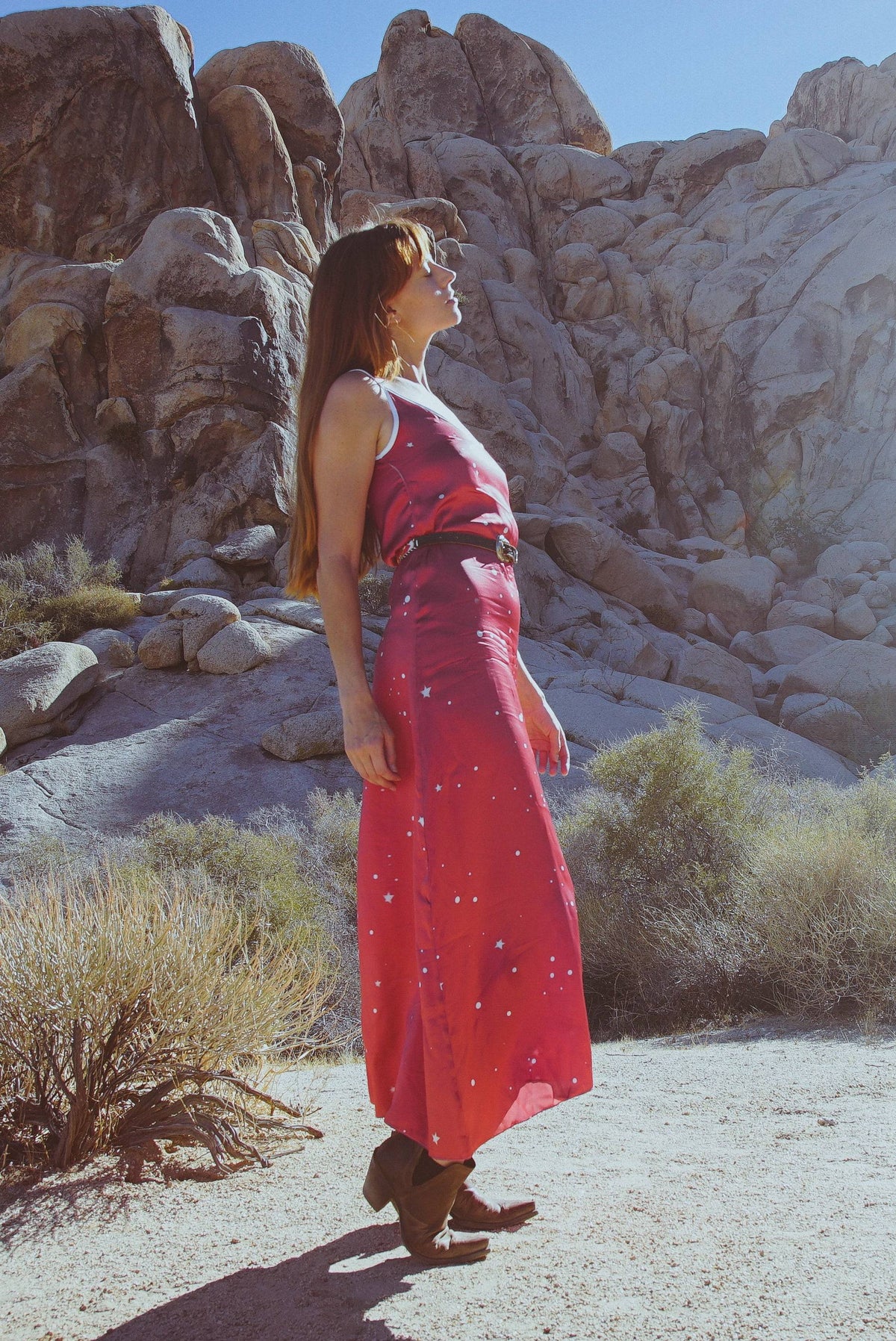 Andromeda Silk Slip Dress in Cosmic Crimson