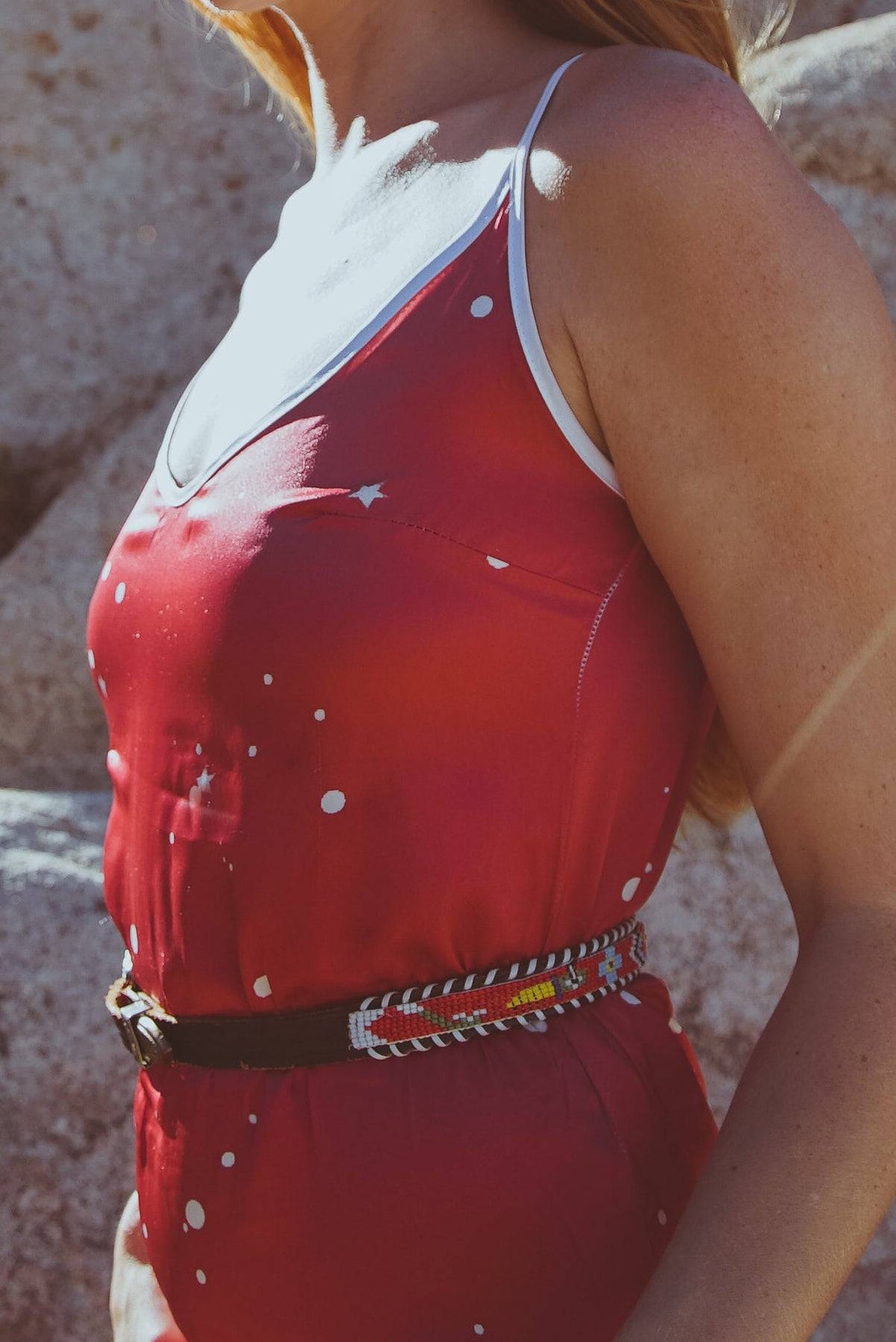 Andromeda Silk Slip Dress in Cosmic Crimson