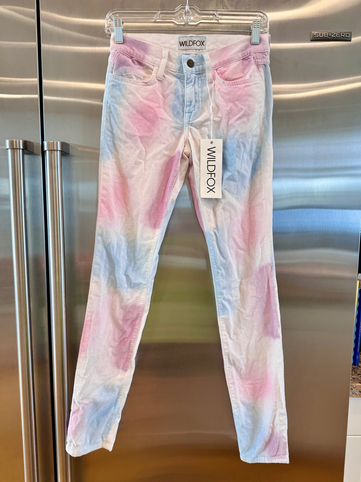 Wildfox Marianne Pant in Skinny Magic “In My Mind “ Pastel Multicolor Velvet