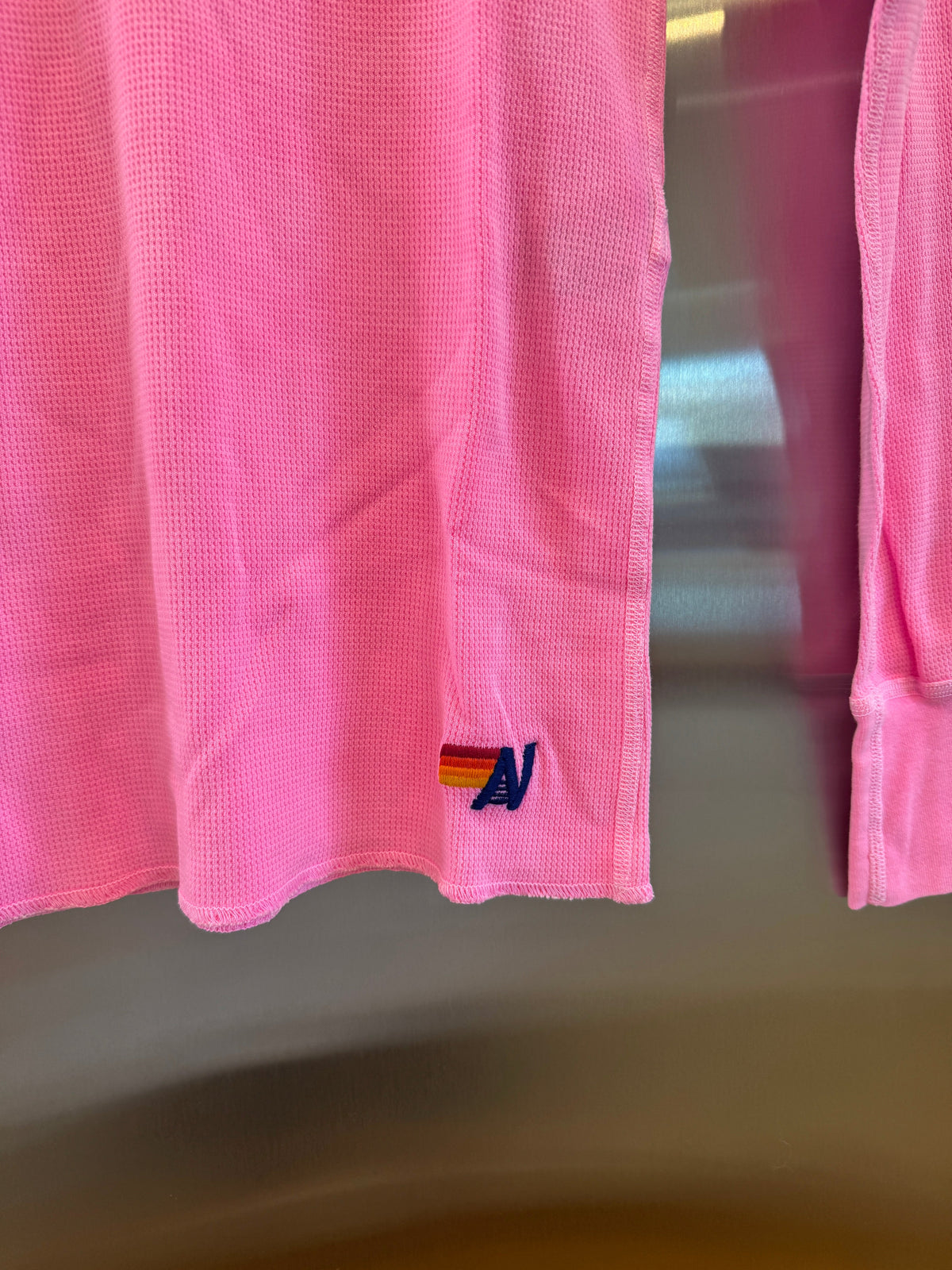 Aviator Nation Thermal Shirt with Classic AV Logo Neon Pink Unisex
