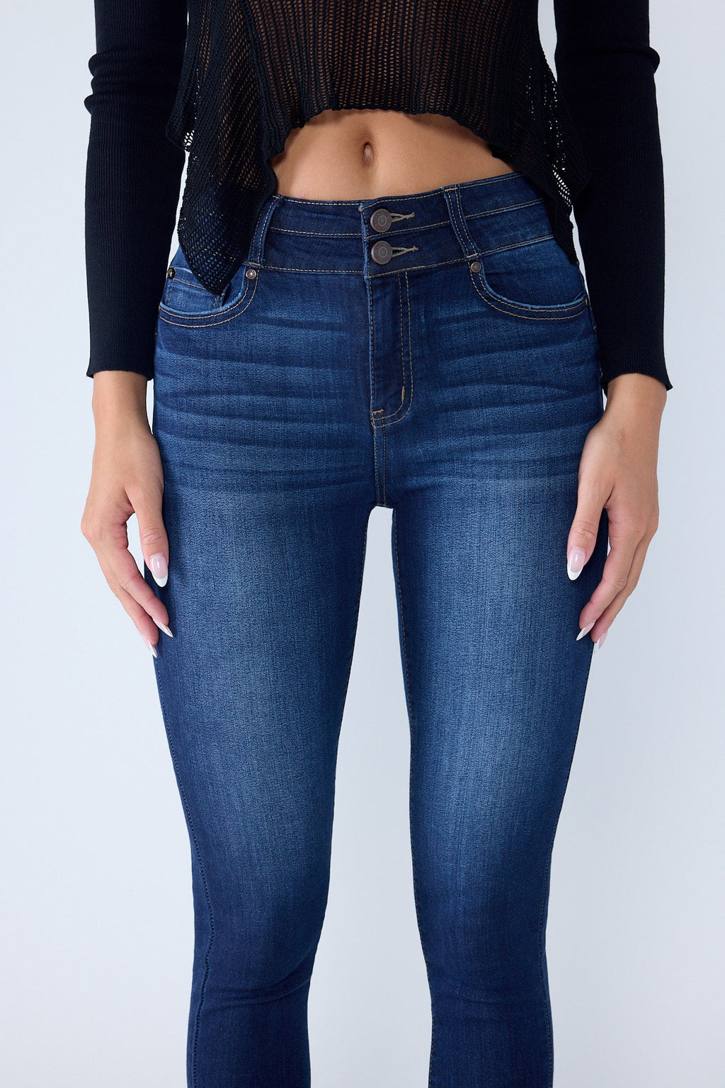 Double Waist High Rise Ankle Skinny Jeans