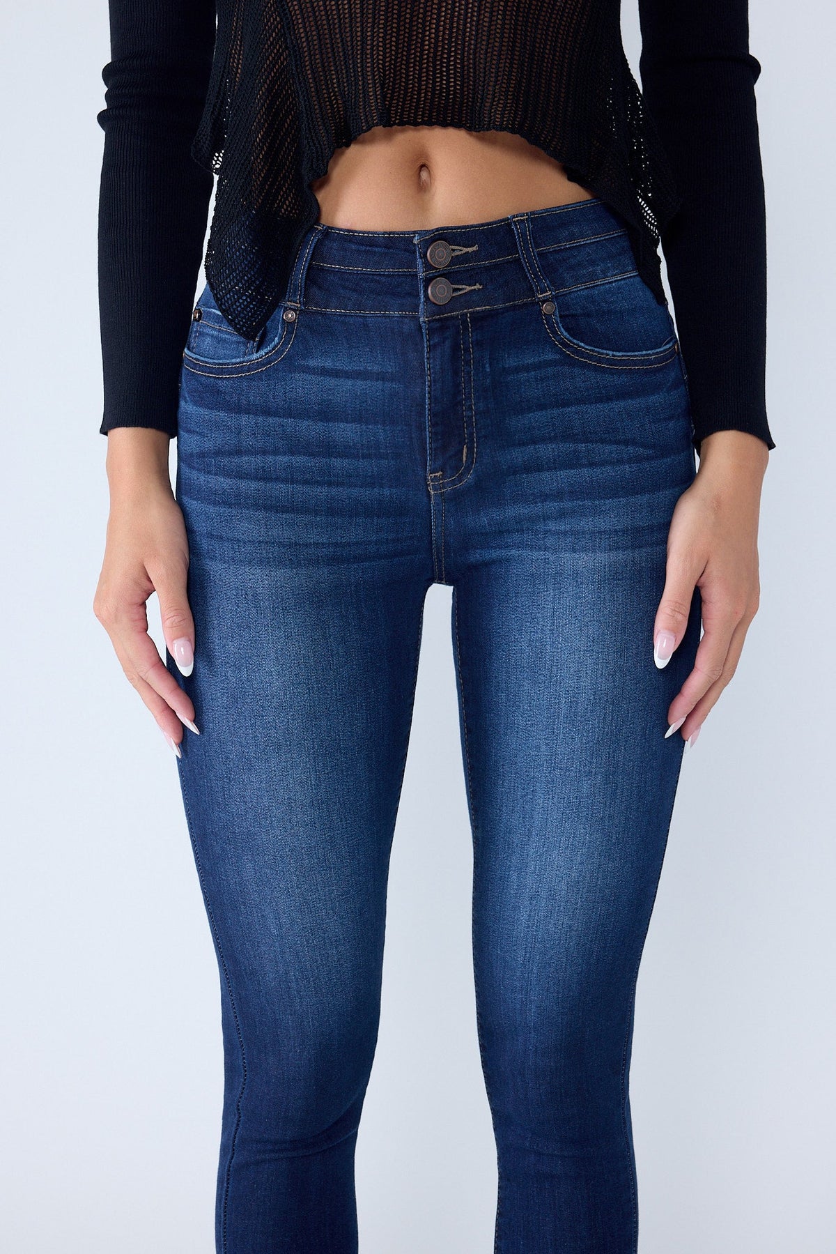 Double Waist High Rise Ankle Skinny Jeans