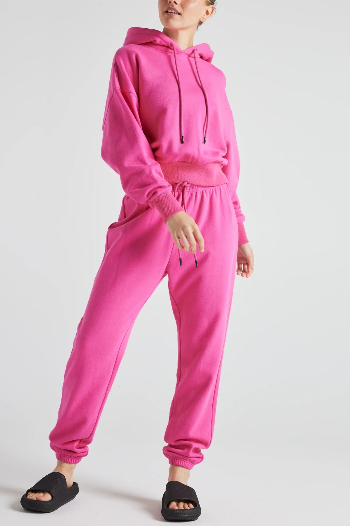 Electric PINK Fleece 100% cotton Joggers with cuff ankles