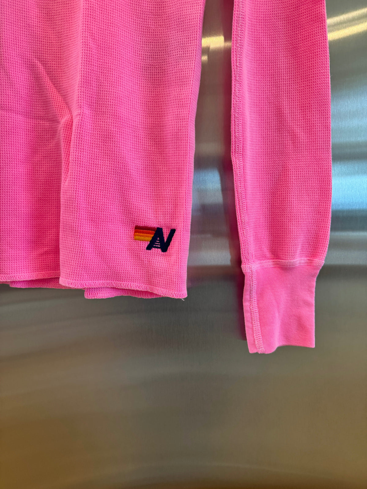 Aviator Nation Thermal Shirt with Classic AV Logo Neon Pink Unisex
