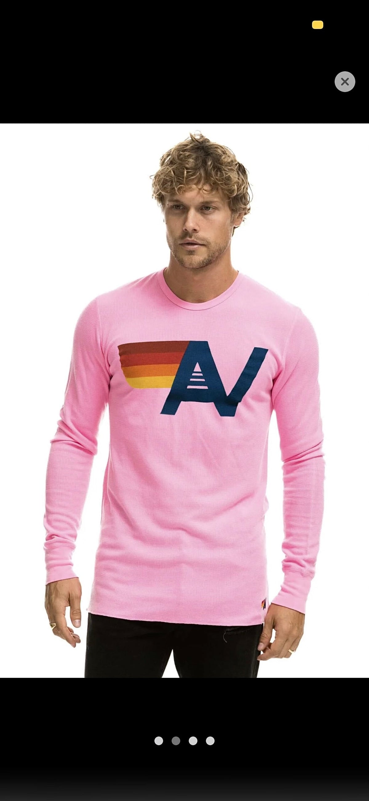 Aviator Nation Thermal Shirt with Classic AV Logo Neon Pink Unisex