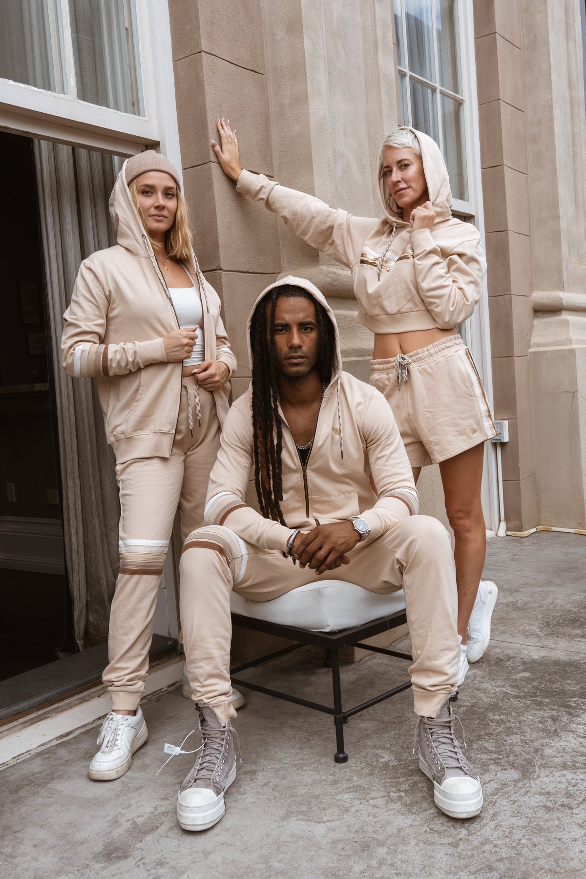 Dune Sequin Chest Stripe Crop Hoodie