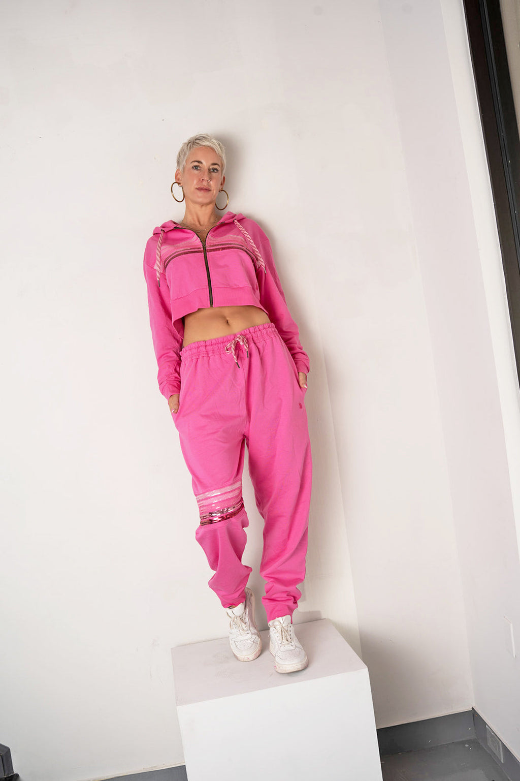 Pitaya Sequin Leg Stripe Joggers