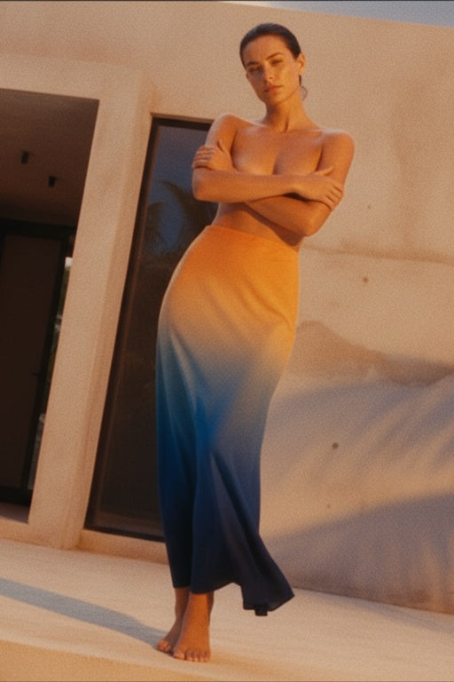 Maia Silk Midi Skirt in Cosmos