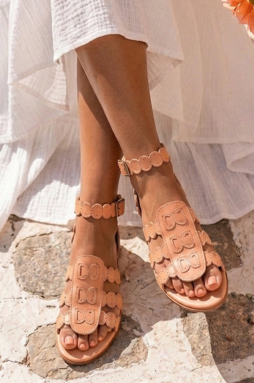 Spell Scalloped Leather Sandals