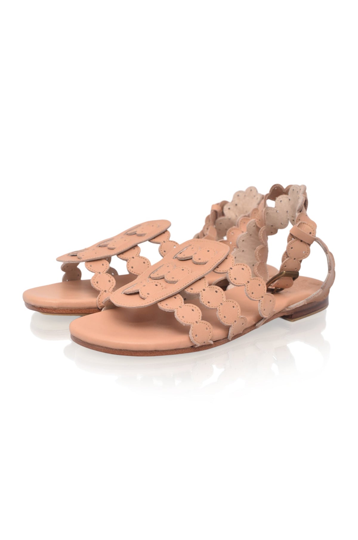 Spell Scalloped Leather Sandals