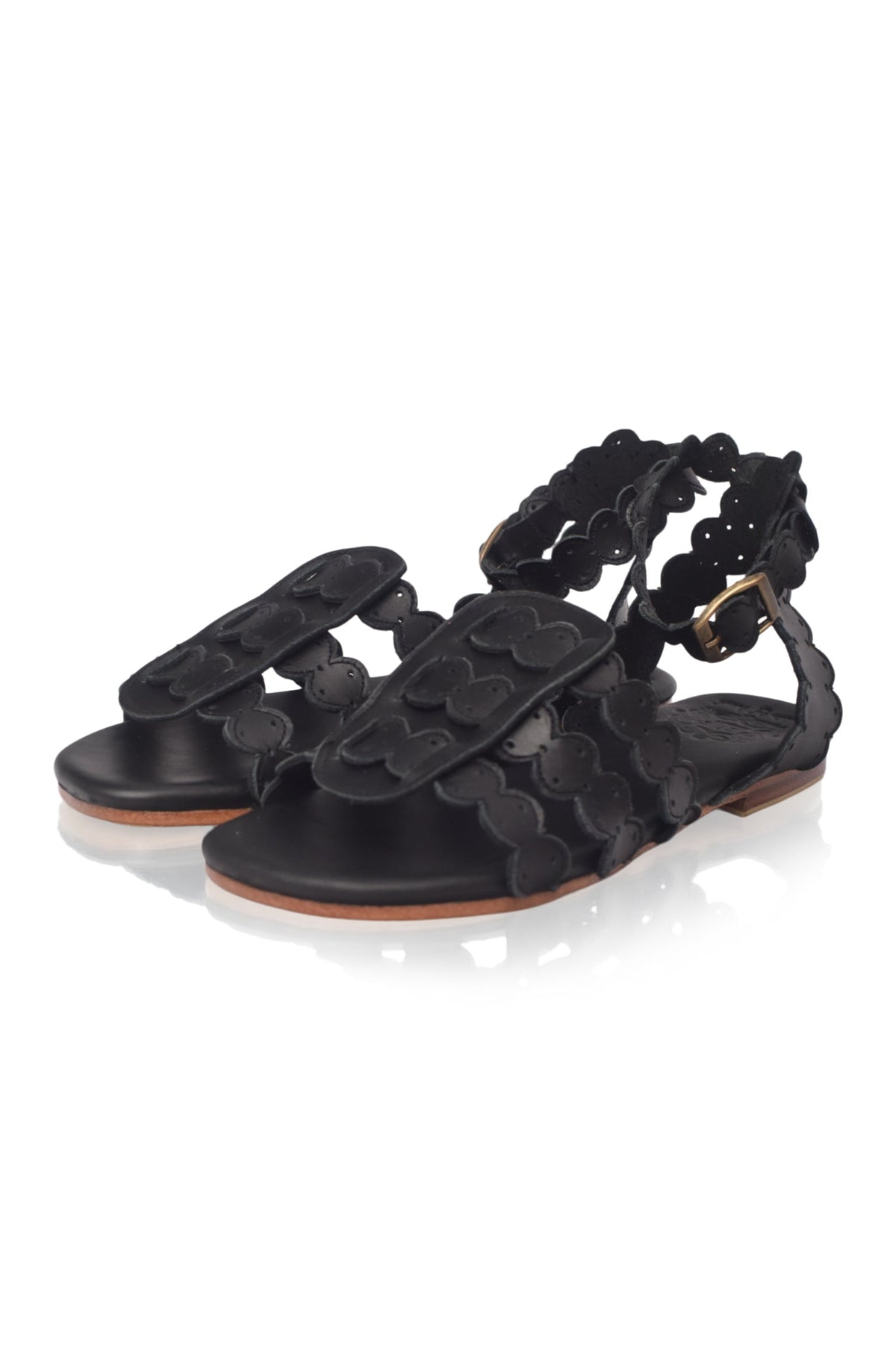 Spell Scalloped Leather Sandals