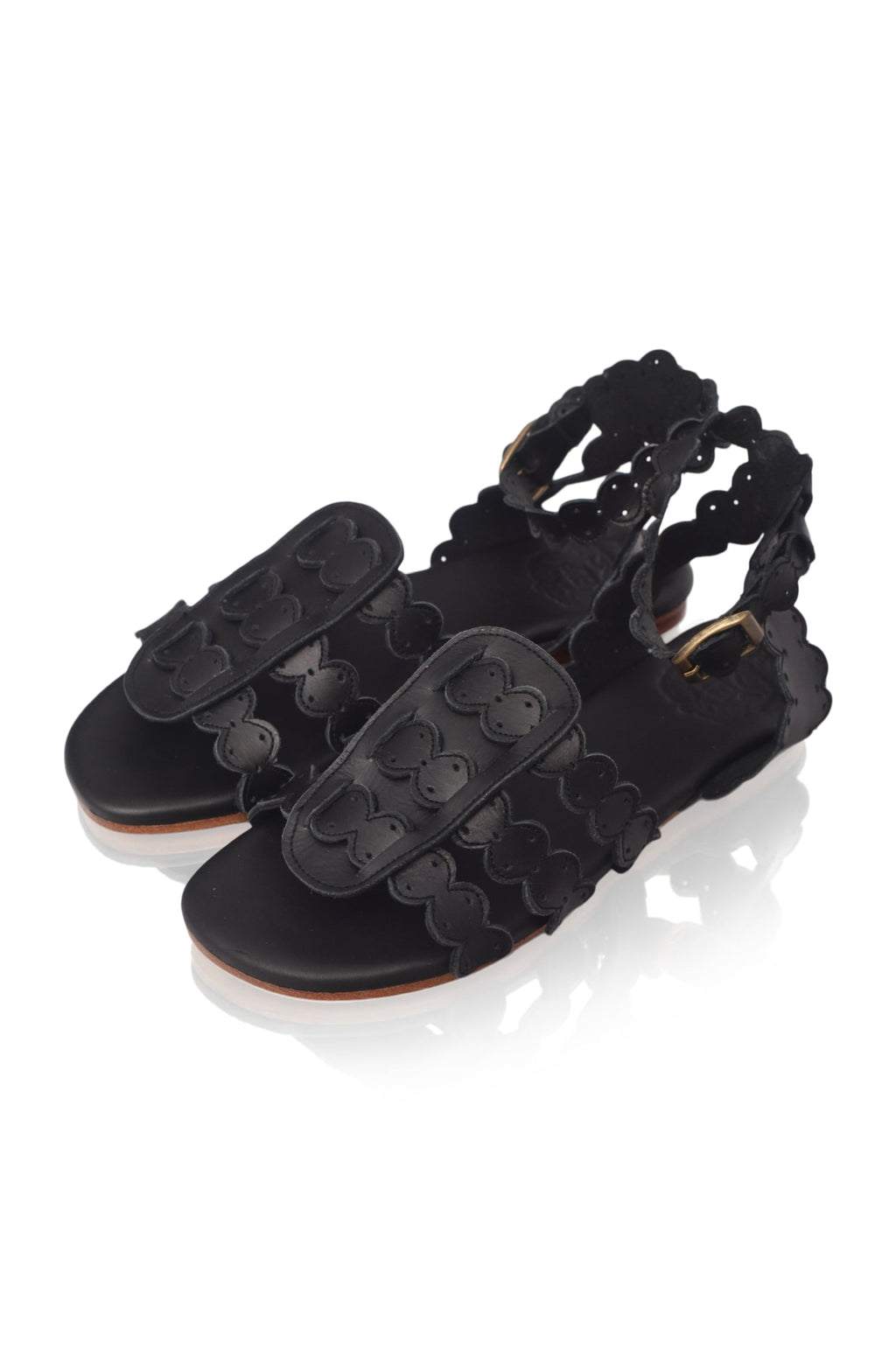 Spell Scalloped Leather Sandals