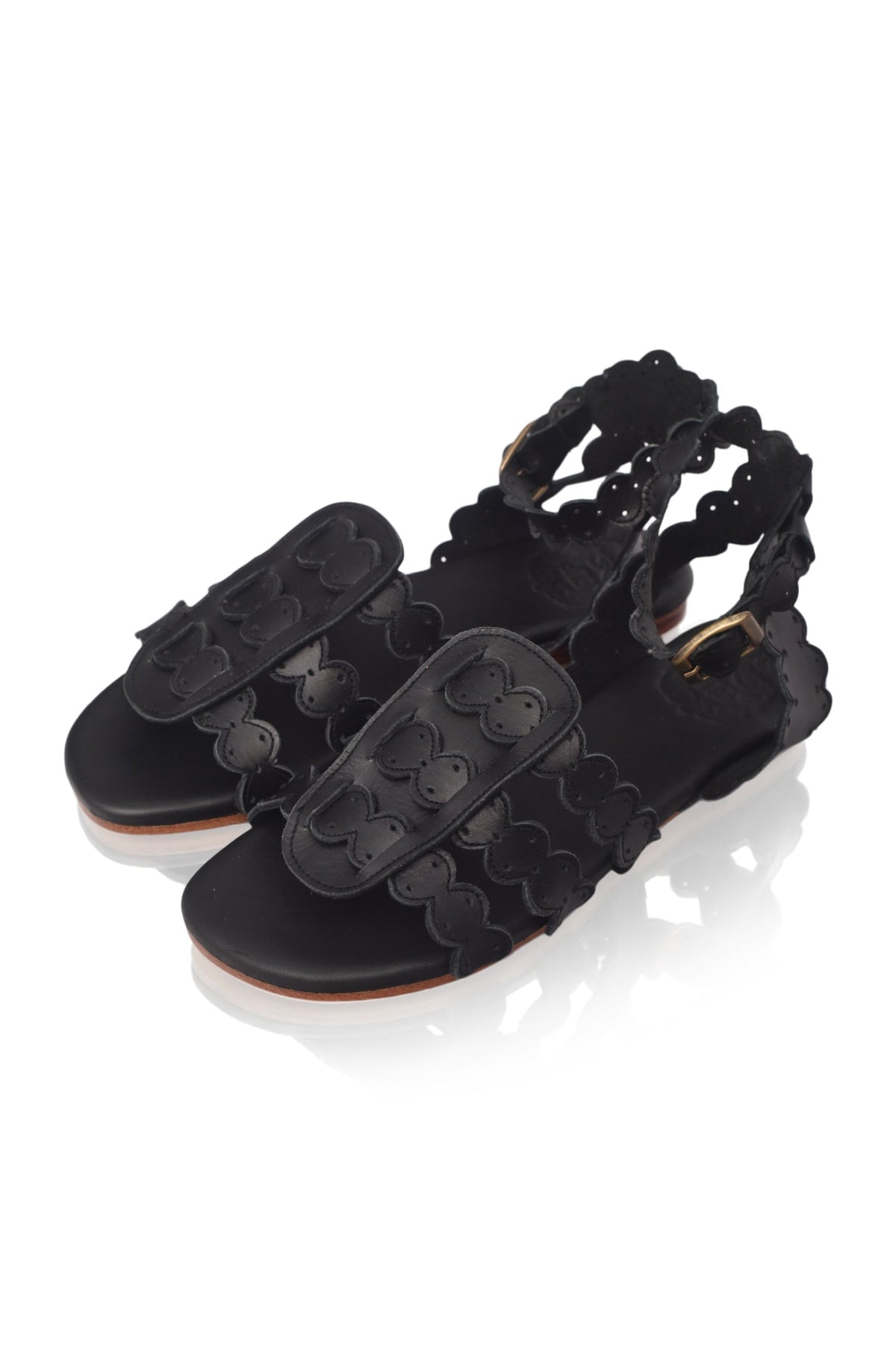 Spell Scalloped Leather Sandals