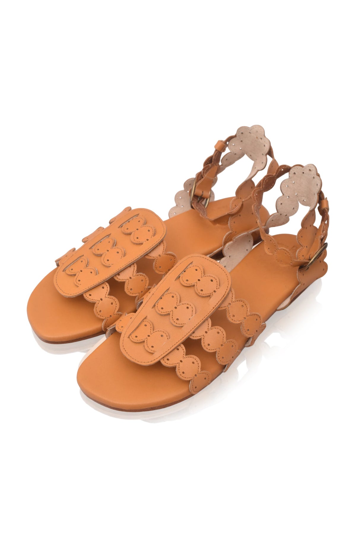 Spell Scalloped Leather Sandals