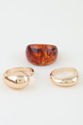 Women's Ring Set Modern Polished Marble Stone BYMANYC ® New York SCULPTURAL GEOMETRIC STACKABLE RINGS - New Collection