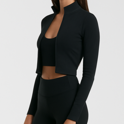 4013 - Women's Athletic Cropped Zipper Jacket