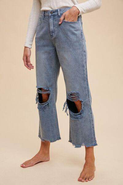 Annie Wear Distressed Raw Hem Jeans for Casual Style