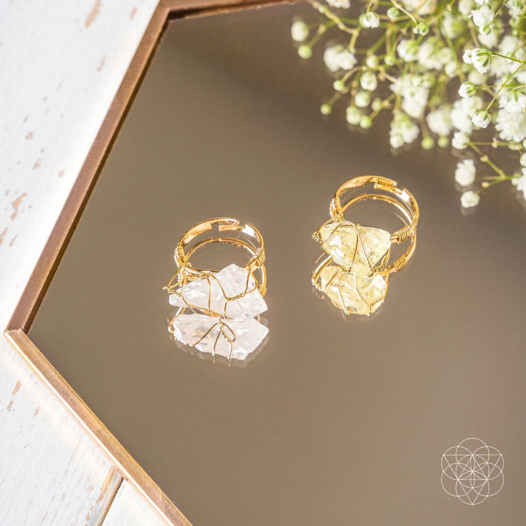 Anti-Stress Rings- 4 piece set authentic and real crystals