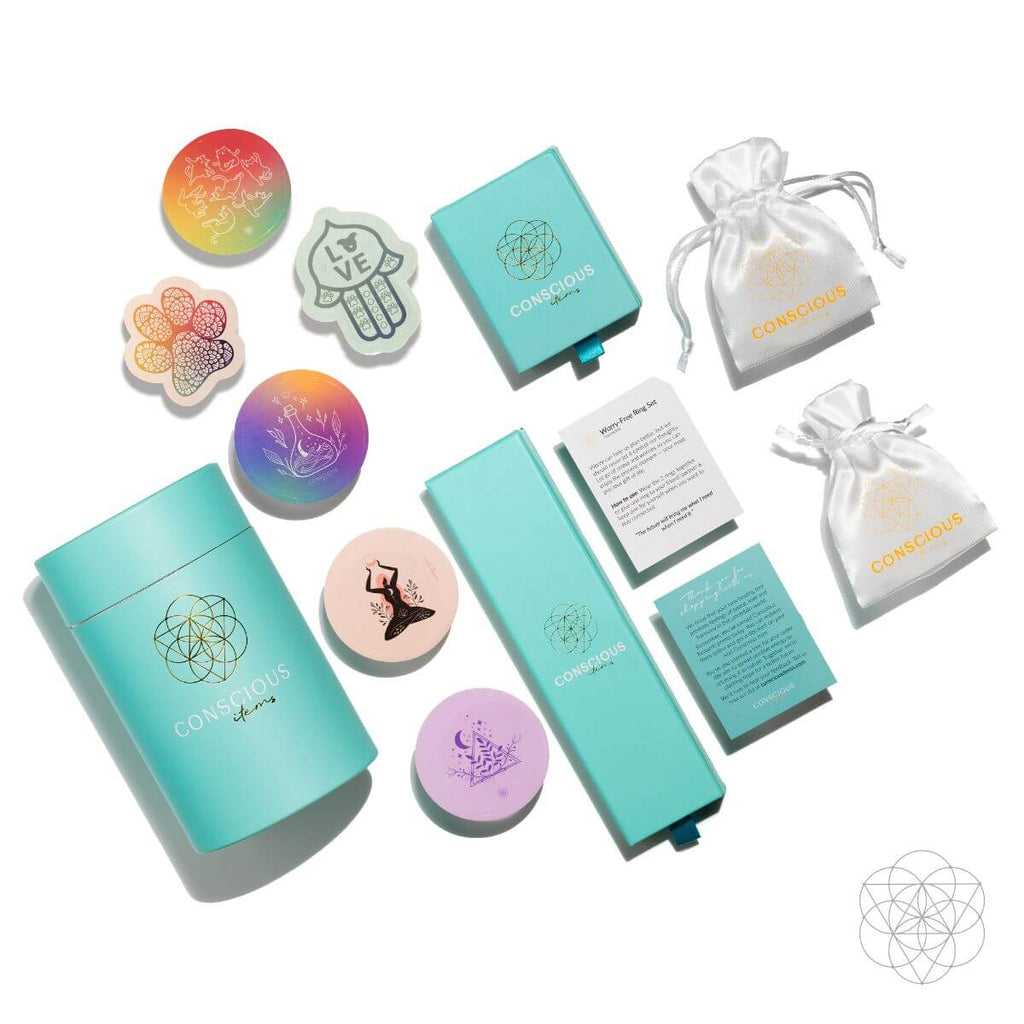 Anti-Stress Rings- 4 piece set authentic and real crystals