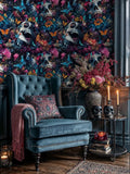 Gothic Skulls and Botanical Blooms Wallpaper