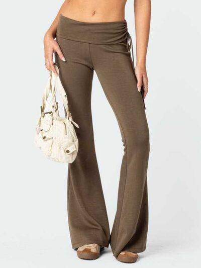 Drawstring Ruched Flare Pants for Women in Multiple Sizes