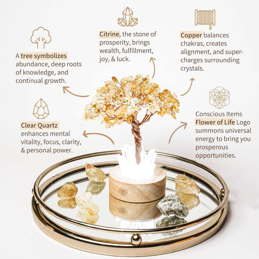 Golden Lamp of Wealth - Citrine Tree authentic crystals