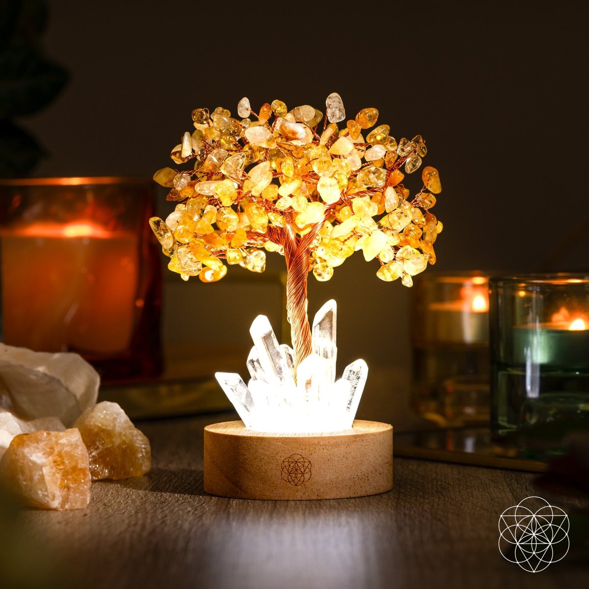 Golden Lamp of Wealth - Citrine Tree authentic crystals
