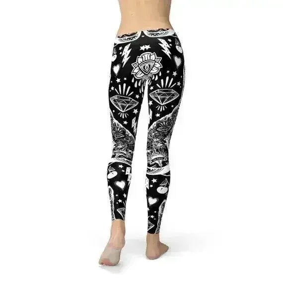Premium high end Black Magic Cat all over printed Leggings yoga pants microfiber quick dry sports leggings not just average leggings but high quality