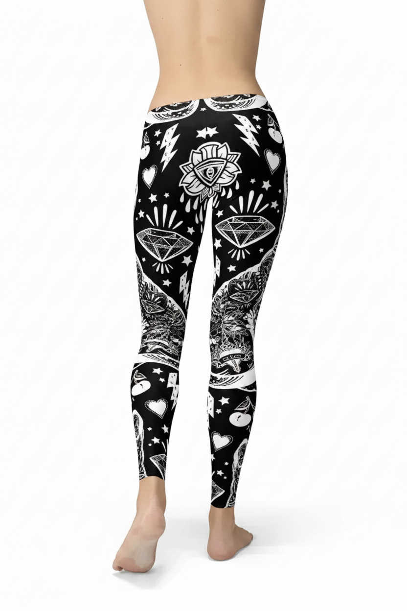 Premium high end Black Magic Cat all over printed Leggings yoga pants microfiber quick dry sports leggings not just average leggings but high quality