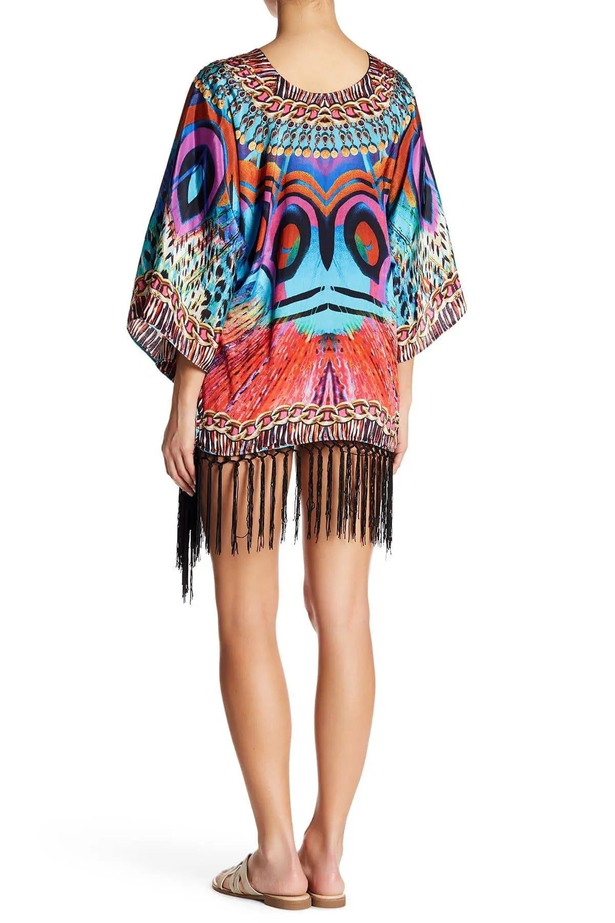 La Moda Bright Peacock Fringe Kaftan 17017 FK