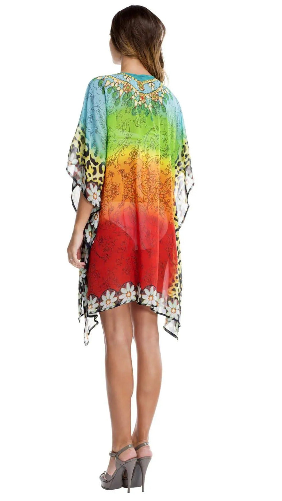 Multi Color Sheer Kaftan Cover Up