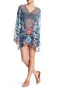Sheer Printed Kaftan-Style Cover-Up
