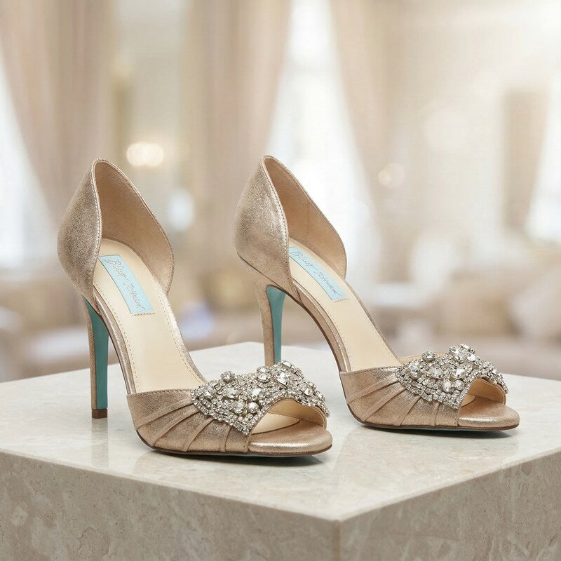 Betsey Johnson Women's Gown Pump Genuine Leather Women Shoes Blue, Size  8