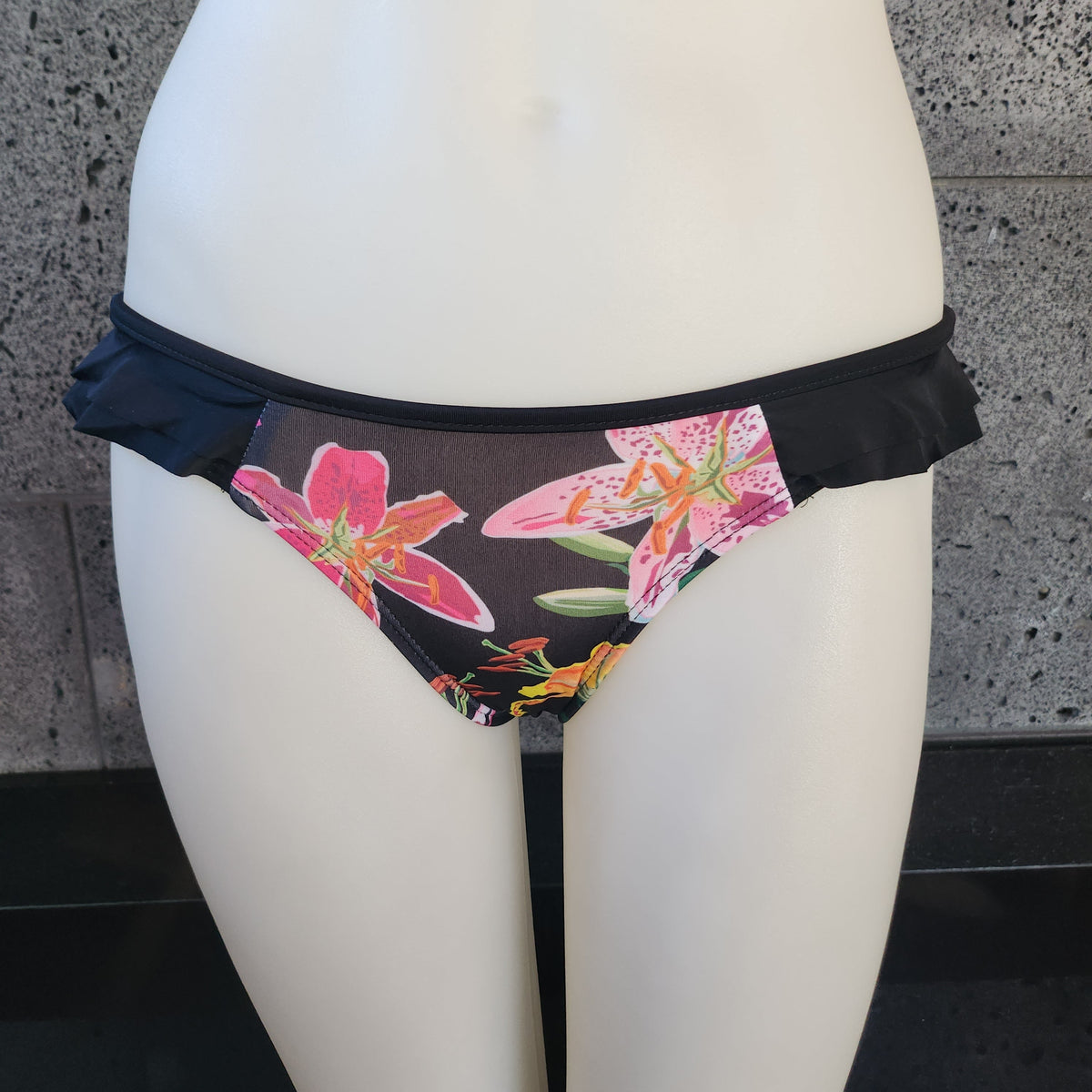 Loco Boutique Woman's Tropical Orchid Double Side Ruffle Bikini Bottom