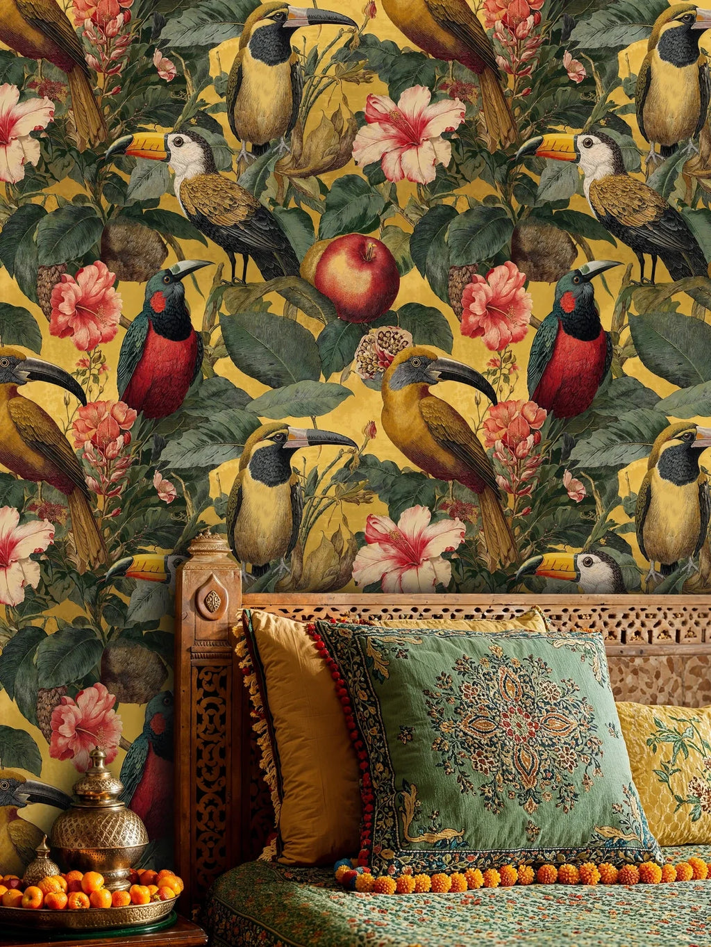 Tropical Toucans and Hibiscus Wallpaper