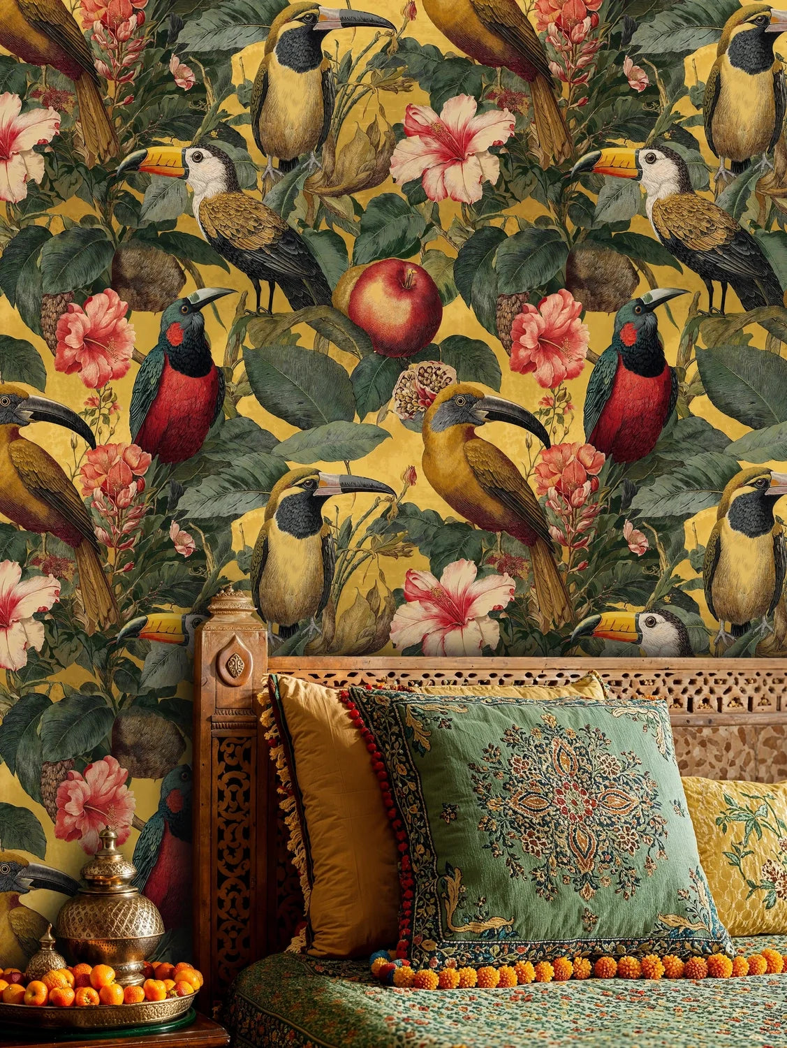 Tropical Toucans and Hibiscus Wallpaper