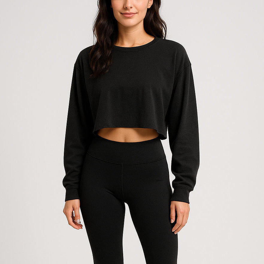 6045 - CLOSEOUT Women's Cropped Long Sleeve Tee
