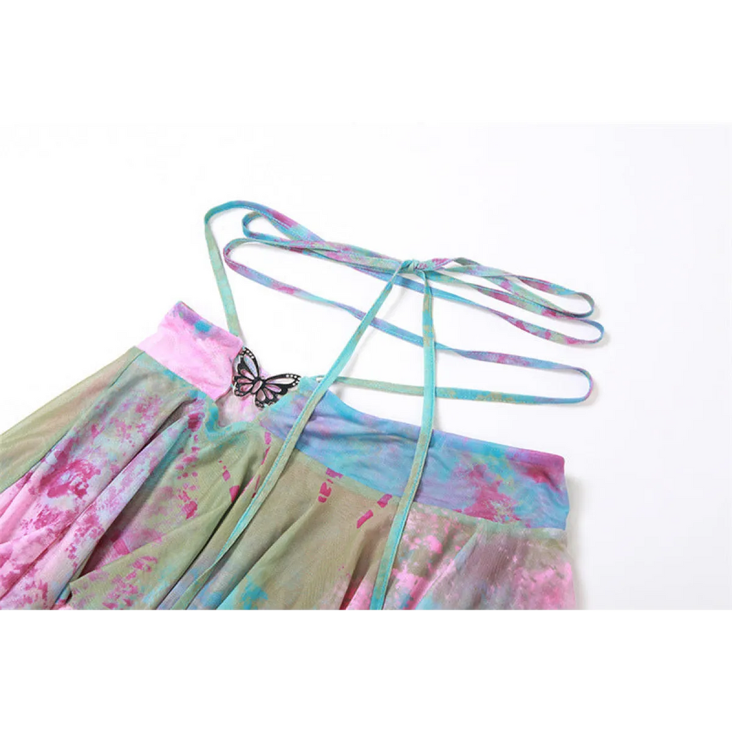 Tie-Dye Fairy Set – Butterfly Crop Top & Wrap Mini Skirt 3 color options