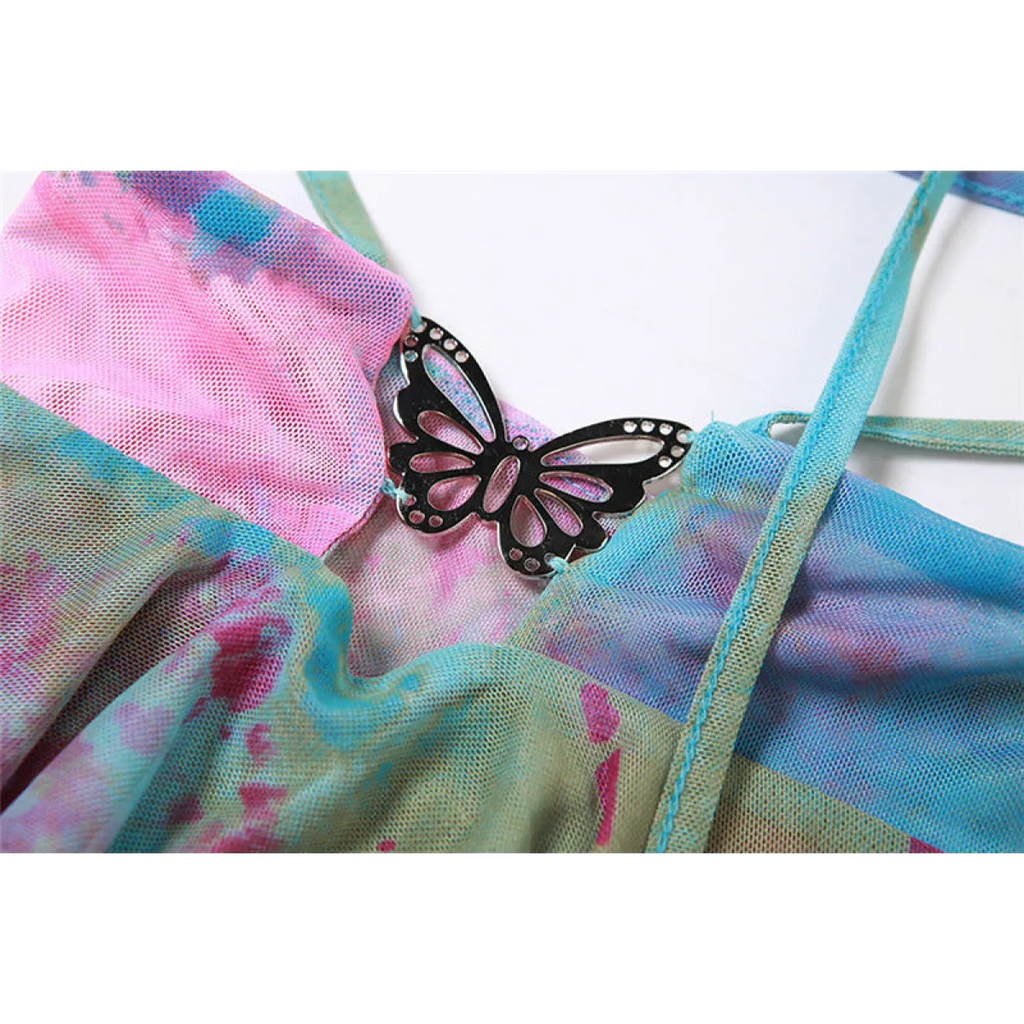Tie-Dye Fairy Set – Butterfly Crop Top & Wrap Mini Skirt 3 color options