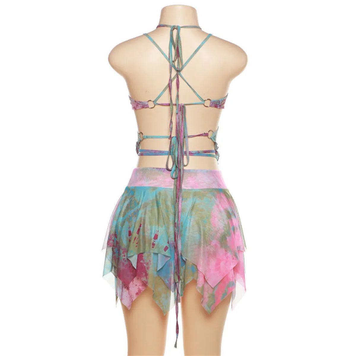 Tie-Dye Fairy Set – Butterfly Crop Top & Wrap Mini Skirt 3 color options